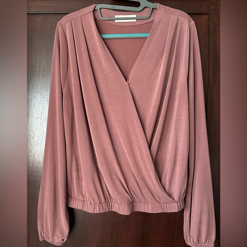 Lucky Brand Sandwash Faux Wrap Long Sleeve Top